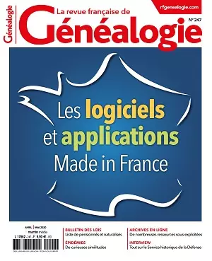 La Revue Française De Généalogie N°247 – Avril-Mai 2020  [Magazines]